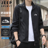 JEEP SPIRIT吉普外套男潮流春秋季夾克男士立領(lǐng)修身衣服 黑色 XL 