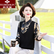 俞兆林（YUZHAOLIN）媽媽裝2025年新款中老年女裝中年春季小衫40歲 小衫黑色 XL (建議95斤-110斤)