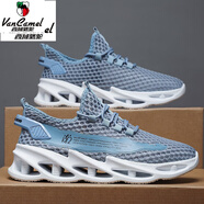 西域駱駝（VANCAMEL）男鞋夏季透氣薄款網(wǎng)眼鏤空網(wǎng)面2023新款男士運(yùn)動休閑防臭輕便網(wǎng)鞋 湖蘭 39