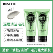 Rosette日本進(jìn)口海泥洗面奶男女深層清潔毛孔清爽潔面乳 綠泥120g-2支