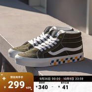 VANS范斯官方 Sk8-Mid Reissue薄荷曼波綠彩色棋盤格印花情侶板鞋 墨綠色 37