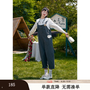 紫涵（ZIHAN）紫涵蘿卜背帶褲女秋季可愛(ài)日系可調節肩帶小個(gè)子連體長(cháng)褲 灰色  L