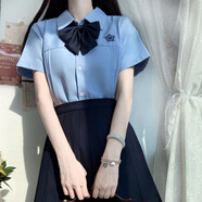 宜蕓狐（YIYUNHU）2025夏新款娃娃領(lǐng)襯衫風(fēng)琴褶校供感JK制服刺繡日系學(xué)院風(fēng)上衣YMM 櫻花藍(lán)紫單件襯衣 S 80-95斤