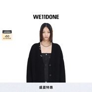 WE11DONE25早春新品女士硬挺肩線針織開衫簡約寬松穿孔細節(jié)上衣 黑色 M