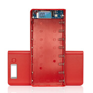 品怡 免焊接8節(jié)18650電池盒 diy移動電源套料 LCD液晶屏充電寶外殼 大紅 套料/無電池