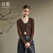 日著RIZHUO【商場同款】套頭衫毛針織衫2024夏季新亞麻蝴蝶紗網(wǎng)衫 梅棕 XL
