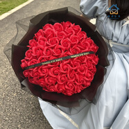 情人節(jié)花束肥皂花碎冰藍(lán)玫瑰黑騎士玫瑰花贈(zèng)女朋友男友禮物香皂花 大花束52朵紅玫瑰+燈串+賀卡