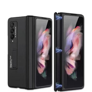 三星（SAMSUNG）適用三星fold3手機殼折疊屏薄鉸鏈?zhǔn)絯22支架w2保護殼套防摔全包 鉸鏈全包(炫酷黑)薄磨砂 三星fold3/w22/9260