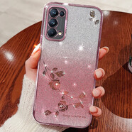 羅璐鷗 OPPO Reno5手機(jī)殼5K硅膠殼Reno5Pro外殼保護(hù)套reno5Pro+水鉆玫瑰花漸變閃粉電鍍 【漸變玫瑰金】+全屏保護(hù)膜 OPPO Reno5 Pro