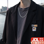 伊莉洛古巴鏈簡約嘻哈復古港風潮酷鈦鋼鏈項鏈配飾hiphop男士鎖骨毛衣鏈 鏈寬0.6cm 長度55cm