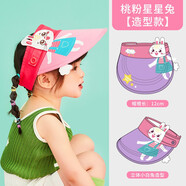 檸檬寶寶兒童夏季防曬空頂帽舒適透氣男女童卡通可愛(ài)遮陽(yáng)帽大帽檐防紫外線(xiàn) 瞿麥粉小白兔【造型款】 【小童款】帽圍48-52cm