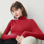 歐黎蔓（OULIMAN）高端紅色堆堆領(lǐng)純羊毛針織衫女2024秋冬新款時(shí)尚高領(lǐng)打底內(nèi)搭上衣 圣誕紅（堆堆領(lǐng)） 155/80A/XS