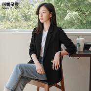 莎妮朵羅大碼女裝春裝西服女新款胖mm顯瘦款韓版休閑遮肚子小西裝16702 黑色-預售5天發(fā)貨 2XL建議115-135斤穿著(zhù)