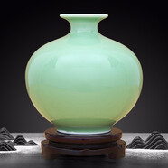 傲世景德鎮陶瓷器新中式小花瓶工藝品客廳擺件辦公室博古架茶室裝飾品 影青石榴瓶（配木質(zhì)旋轉底座）