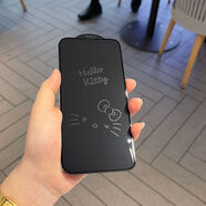 山頭林村蘋(píng)果13卡通息影鋼化膜iPhone11 12 XS XR手機膜14pro Max全屏圖案 息影膜 大臉KT iPhone14