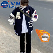 NASALIKE立領(lǐng)羊羔毛情侶外套男棉衣羽絨棉服男冬季痞帥加厚潮牌服痞帥炸街 my07毛巾刺繡棉衣加厚拼接 M (關(guān)注店鋪禮品)