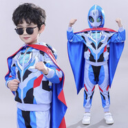 藍(lán)貝妮童裝賽羅奧特曼衣服春秋季男童套裝兒童春裝蜘蛛俠小男孩超人服裝 澤塔奧特曼+披風(fēng) 120 碼建議身高110CM