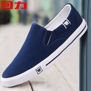 回力一腳蹬男鞋2025春季老北京布鞋男板鞋懶人豆豆帆布鞋男休閑鞋子男 藏青色 38