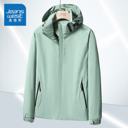 真維斯（JEANSWEST）沖鋒衣男三合一外套男女連帽秋冬季新款戶(hù)外登山防風(fēng)防雨情侶夾克 B321-8618女綠（單件沖鋒衣） XL