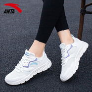 安踏（ANTA）跑步鞋女鞋2025夏季新款網(wǎng)面透氣緩震回彈女子跑鞋輕便運(yùn)動鞋 象牙白/淺明藍(lán)/楊絮紫5530 37.5