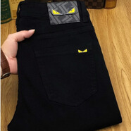 琦喬澤歐洲站小怪獸彈力牛仔褲男士寬松百搭修身顯瘦休閑帥氣加絨小腳褲 黑色常規 28 尺碼參考詳情頁(yè)參數表