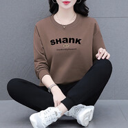 啄木鳥中年女士衛(wèi)衣厚T恤秋冬2025新款時尚洋派加絨女裝秋裝上衣 咖色(不加絨套裝) M (建議80-95斤)