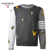 thombnail TB輕奢感刺繡提花針織衫男女款湯姆潮牌秋冬歐美時(shí)尚四條紋毛衣 撞色 L 2碼