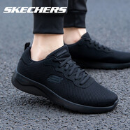 斯凱奇（Skechers）男鞋夏季運動鞋新款網(wǎng)面透氣休閑鞋戶外輕便緩沖減震跑步鞋子男 全黑色 41