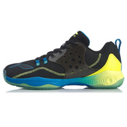 李寧（LI-NING）羽毛球鞋戰戟2LITE云科技減震回彈柔軟舒適運動(dòng)鞋 男款AYTQ021-1黑綠戰戟2 43