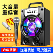 拼搏者 便攜藍牙音箱低音炮大音量戶外小型廣場舞音響迷你手提家用帶麥克風手機微信收款語音播報器 升級版+金屬話筒