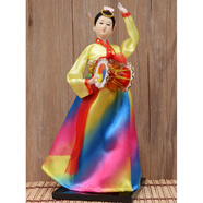 曲美思韓國民俗人偶娃娃擺件朝鮮族絹人韓國家居裝飾禮品工藝品 彩h02