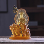 古韻琉璃古韻琉璃普賢文殊觀(guān)世音地藏佛家用中式祠堂寺院桌面擺件手工禪意 琥珀色地藏菩薩