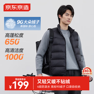 京東京造【零壓系列】輕薄羽絨服男外套冬季 防鉆絨馬甲背心男 曜石黑S