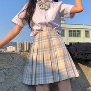 瑟空（SEKONG）2025夏新款日系短袖jk制服女學(xué)院風(fēng)格子百褶裙學(xué)生水手服套裝YXQ 檸檬海鹽【短袖襯衫+格裙+領(lǐng)結(jié)】大禮包 M