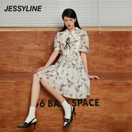 Jessy line杰茜萊時尚印花修身連衣裙女夏季新款顯瘦a字裙子 商場同款 花色 S/160