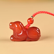 幸福神天然紅瑪瑙項鏈立體十二生肖吊墜鼠牛虎兔龍蛇馬羊猴雞狗豬情侶 生肖狗（紅瑪瑙）