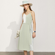 AMII女裝2025海邊度假法式撞色連衣裙夏季裝新款薄荷綠V領(lǐng)吊 薄荷綠 XL 170/92A