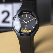 卡西歐（CASIO）數(shù)字指針雙顯學(xué)生表防水樹脂運動表復(fù)古AW-90H-9E/7E/7B 2E電子表 AW-90H-9E
