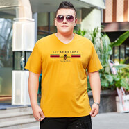 豪朗格 特體青年加肥加大碼男裝短袖t恤肥佬大肚子半袖體恤胖人夏天衣服青年肥人特大碼上衣XXXXXXL 黃色 5XL