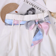 暢印絲帶腰帶配牛仔褲女細絲綢裝飾裙子長(cháng)條褲子布料布條百搭各種系法 粉紅色 粉色麗人長(cháng)條腰帶