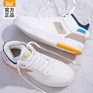 361°高幫板鞋男棉鞋冬季加絨加厚高幫保暖防寒休閑大棉運動(dòng)雪地鞋子男 -8羽毛白/工業(yè)藍 43