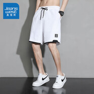 真維斯（JEANSWEST）五分褲男2024夏季新款寬松純棉休閑褲直筒中褲運(yùn)動大碼胖短褲子 A123-2-2212白色 XL