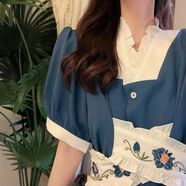 奕詩顏長(zhǎng)裙夏季到腳女高中生2025年溫柔藍(lán)色刺繡小個(gè)子高級(jí)感新款潮流 藍(lán)色 S 100斤以下