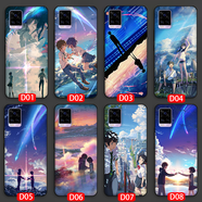 WENYAFF三星S24/S23/S22/S21/S20Ultra手機殼A54 A53 A51 A71卡通動(dòng)漫Note20/10/9/8硅膠軟套S10/S9/S8+潮 你的名字-天氣之子-動(dòng)漫二次元情侶 玻璃殼(高清彩繪)-下單留言機型+圖片編號