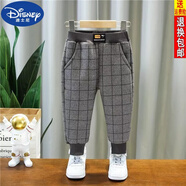 迪士尼（DISNEY）男童褲子加絨兒童長(cháng)褲秋冬裝一體絨男孩格子褲洋氣寶寶休閑褲外穿