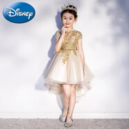 迪士尼（Disney）兒童禮服2023新款女童公主裙小女孩生日主持走秀鋼琴演出晚禮服春 香檳色前短后長(zhǎng) 130 cm