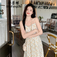 舒芳蝶（shufangdie）連衣裙套裝女夏2025法式甜美小清新仙氣仙森系開(kāi)衫碎花吊帶裙子女 杏色吊帶裙 M