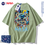 NASA GISS短袖t恤男純棉夏季潮流男裝圓領(lǐng)半袖男女學(xué)生情侶上衣寬松體恤衫 NS8099蜜瓜綠 L 建議135-155斤