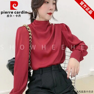 皮爾卡丹雪紡衫法式襯衫女裝韓國春秋季2024年新款設(shè)計(jì)感長袖打底小衫洋氣 紅色 XL