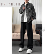 FR.YH.ZH戴登堡休閑褲秋季運(yùn)動(dòng)時(shí)尚美式衛(wèi)褲男重磅寬松直筒運(yùn)動(dòng)彎刀褲 黑色 L